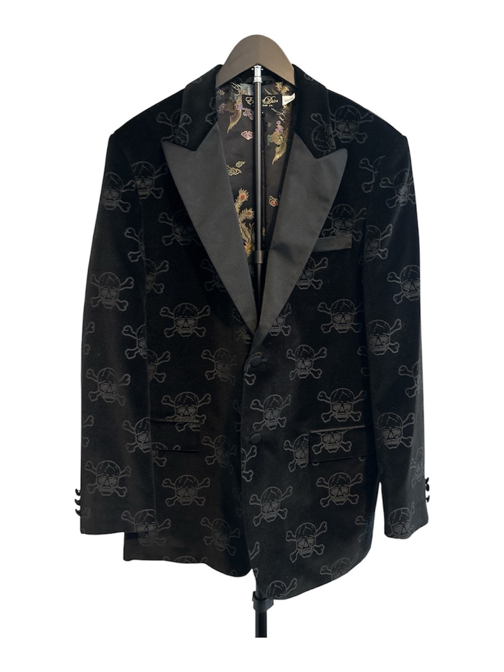RARE Edward Dada Hollywood CA Skull Tuxedo Jacket Y2K GOTH ROCKSTAR BLAZER